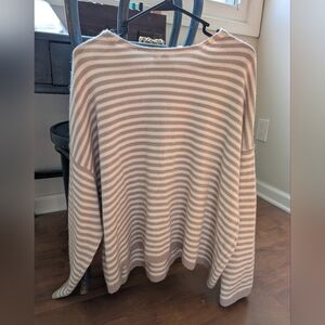 Carly Jean Los Angeles Blush and Cream Striped Sweater